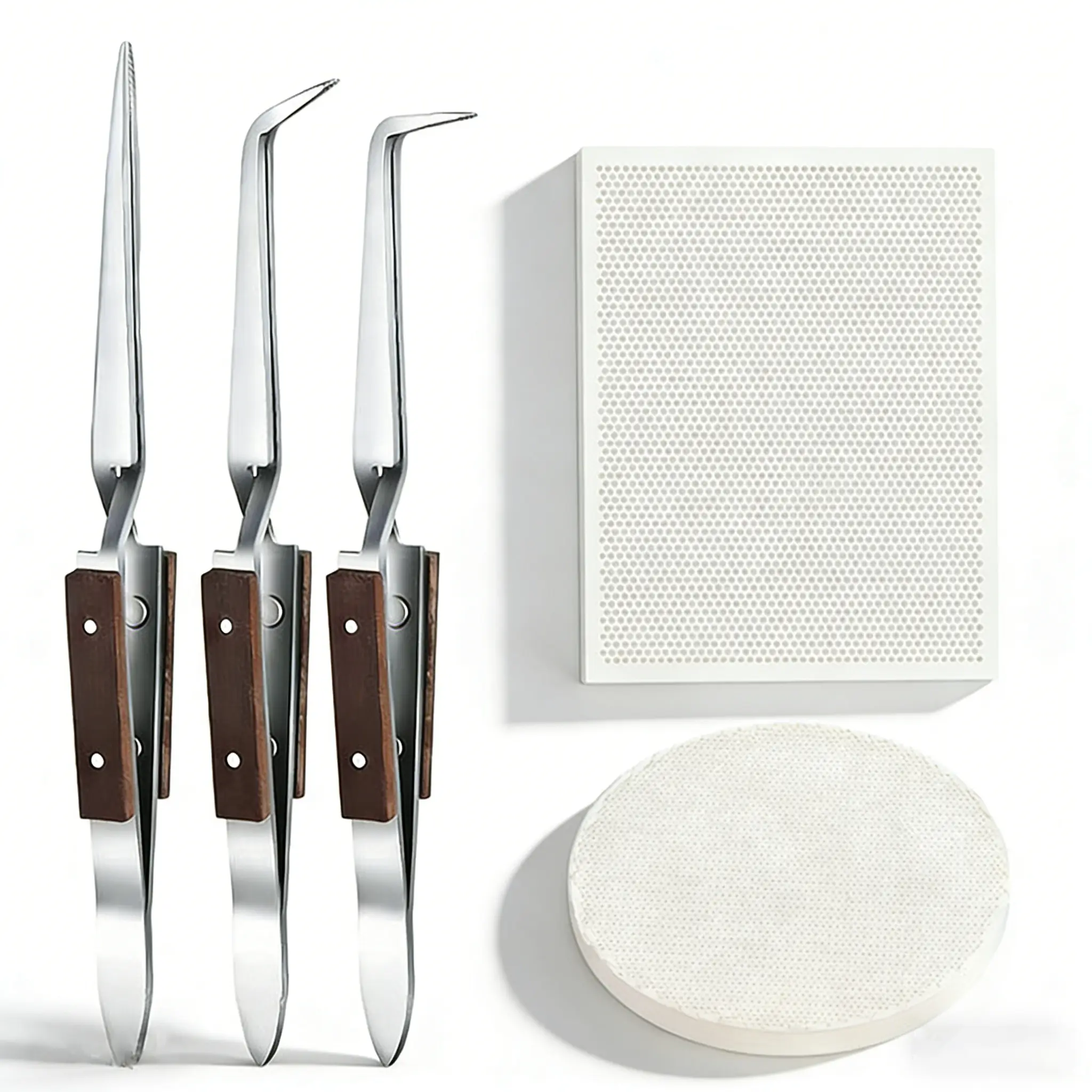 Jewelry Soldering Kit with Honeycomb Soldering Boards & Tweezers - Heat Resistant Ceramic Soldering Block Set for Jewelry Making & Repair