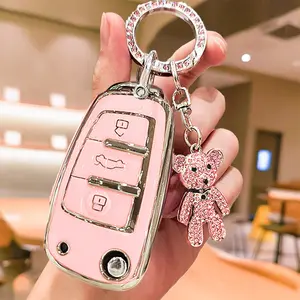 Audible Car Keychain Set, Water Drill Bear Design, Fashionable Beaded Chain, Compatible with Tt/a6/c6/a4/a5/a7/a3/8p/a1/q3/rs3/rs6/a3 8v/q2/q7/s3/s7/s8