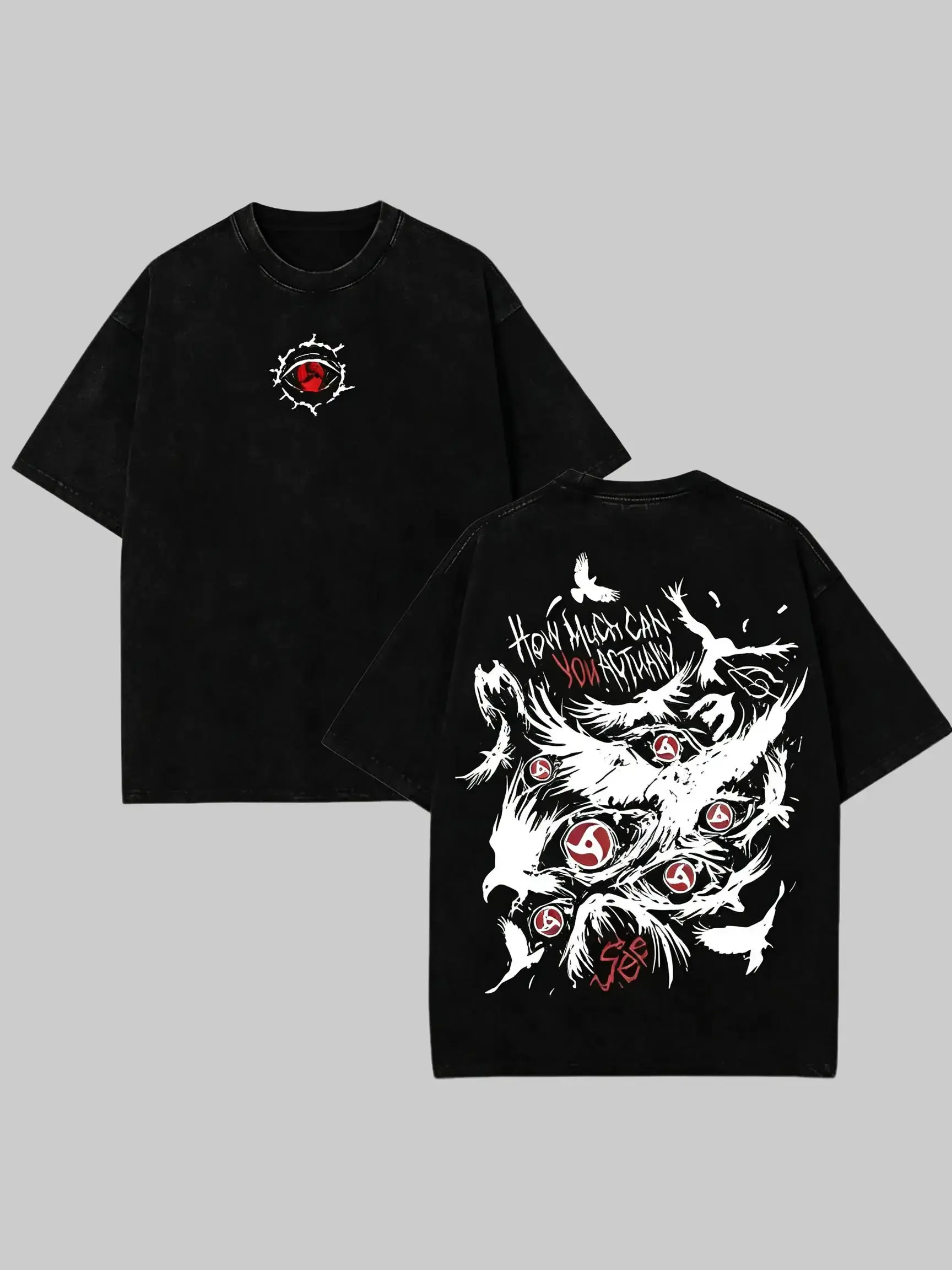 Retro Heavy Uchiha Itachi Character Naruto Anime Tee Hoodie Menswear Top Unisex Mineral Anime Manga Washed Heavy Cotton T-shirt, Gift For Anime Fan gift symbol t-shirt invincible shirt humor shirt white tee funny woman shirt student shirt