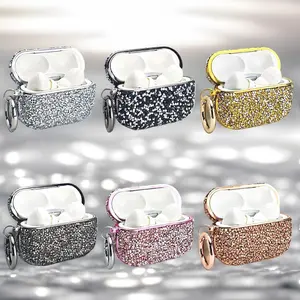 Sparkling Rhinestone AirPods Case - Bling Diamond Protective Cover for AirPods 1/2/3/4, Pro, Pro 2, Pro 3 - Glitter Shockproof Case with Keychain for Women  #ZSSFEJXYBHTBLACK