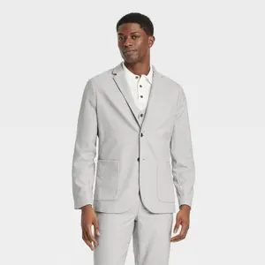 Houston White Adult Houndstooth Blazer - Gray S: Midweight Woven Fabric, Front Button Closure, Below Hip Length, 4 Pockets