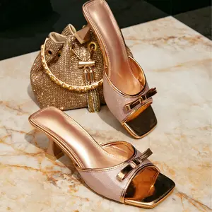 Women's Open Toe Heels Sandals Low Block Chunky Heeled Sandal Slip on Mules Comfortable Casual Dress Pumps