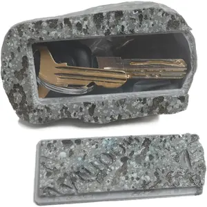 Spare Key Hider Rock - Hide a Key Outside in a Real-Looking Stone for Outdoor Garden or Yard, Gray
