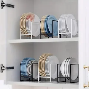 2pcs Multifunctional Space-Saving Kitchen Cabinet Storage Rack, Plate Holder Cutting Board Organizer, Dish Drying Organiser, Durable & Compact Design