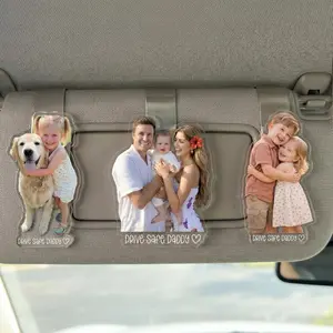 [SEND YOUR PHOTO VIA MESSAGE] Custom Photo Visor Clip for Dad, Drive Safe Daddy Acrylic Car Visor Clip, Baby Picture First Father’s Day Gift, Personalized Car Accessory 1 Layer