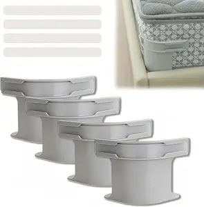 4 Pack Heavy Duty Bed Sheet Holder with Fitted Sheet Straps,Bed Sheet Clips - Non-Slip, Secure Mattress Straps for All Sizes of Sheets, Easy to Install, Bedding Accessories,White&Grey Gifts,Anti-Slip Bedsheet Tighteners with Easy Installation