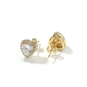 18KT Gold Plated Eternal Heart Stud Earrings, Fashion Costume Jewelry Gold Earrings for Women