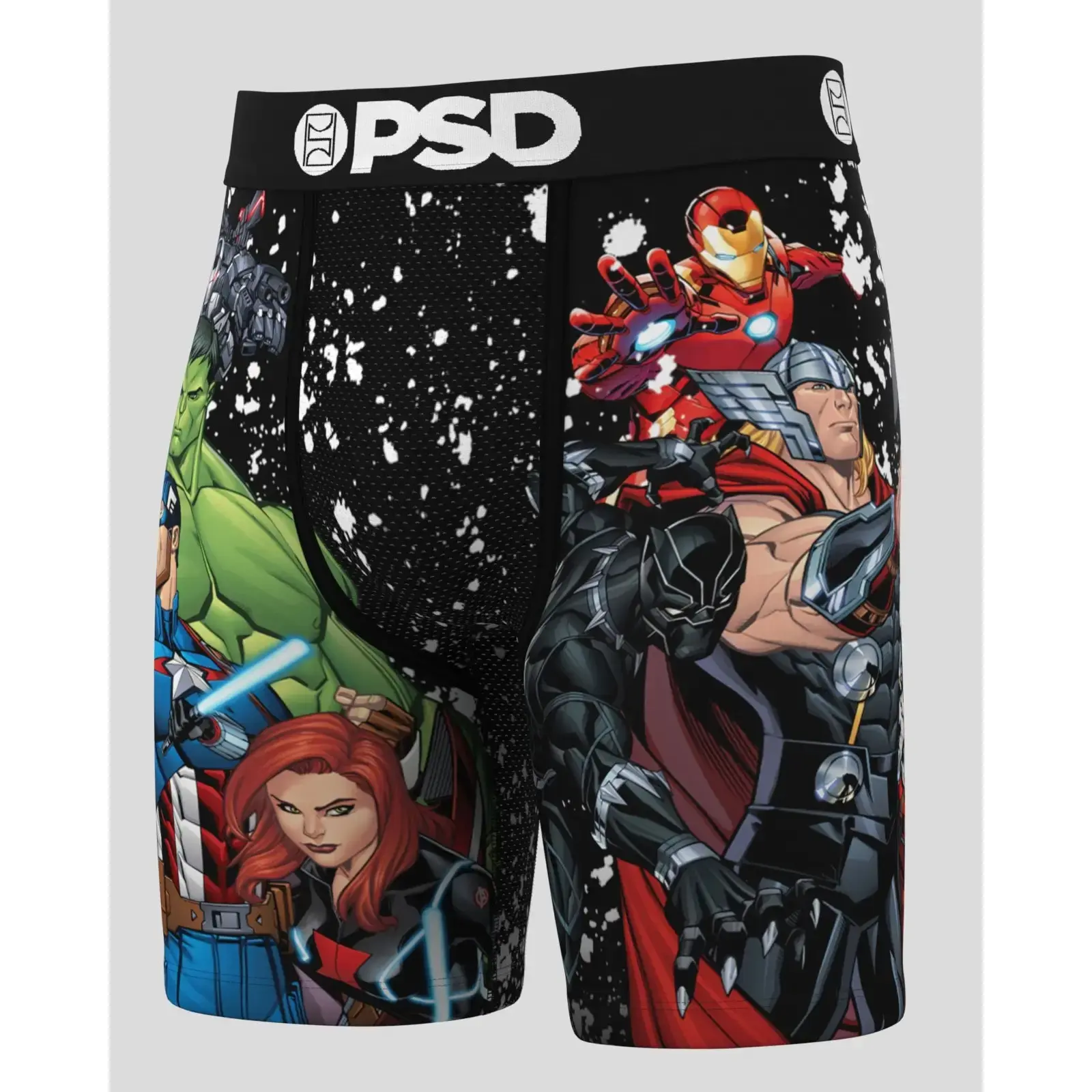 PSD Mens Marvel - Avengers Assembled Boxer Brief - Standard Length 7 Inch Inseam, Soft and Breathable Poly Blend Fabric