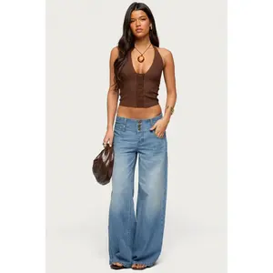Wide Waistband Low Rise Baggy Jeans