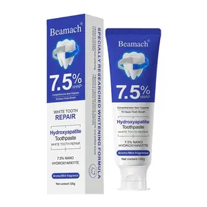 Fluoride-Free Teeth Whitening Toothpaste for Sensitive Teeth - 7.5% Hydroxyapatite Enamel Repair, Mint Fresh Breath, Natural Oral Care 120g