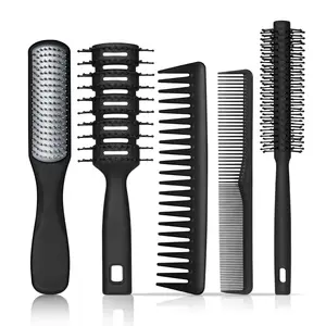 Hair Brush for Men, 5PCS Men Hair Brush & Styling Comb Set, Professional Barber Tools for All Hair Types, Perfect for Styling, Grooming, and Detangling