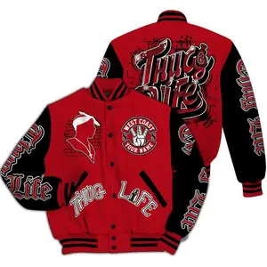 Varsity Jacket Match Bred Velvet 11s Sneakers, Free Living Custom Name Graphic, Oversized Streetwear Baseball Coat