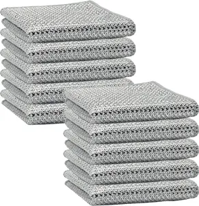 10 Counts Dishwashing Rags,Multipurpose Non-Scratch Wire Dishcloths forWet and Dry Use, Reusable Wire Cleaning Cloths for Kitchen, Sinks, and Pans SilverRe movable, Washable & More