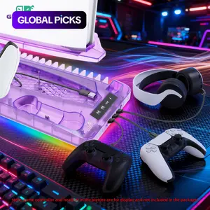 Gaming Console Charging Base, Dual Charging Stand with Earphone Hook, Vertical Cooling Support, Console Accessories for PS5 Controller #GLOBAL PICKS