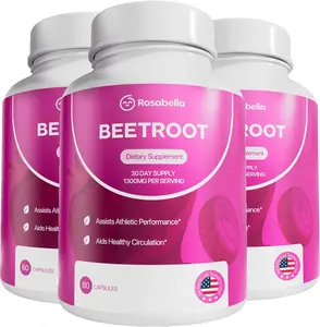 3 Pack of Rosabella Organic Beetroot Capsules (1300mg) for Blood Flow & Heart Health