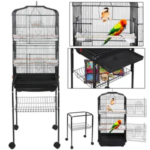 Segawe 59'' Bird Cage Large Wrought Iron Cage for Cockatiel Sun Conure Parakeet with Rolling Stand
