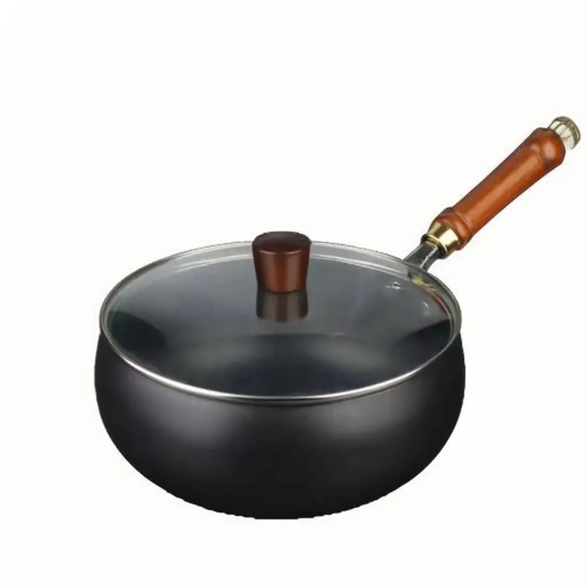 Cast Iron Thick Heavy Duty Non-Stick Durable Wok with Lid, Pans, Nonstick Woks, Heat-Resistant Handle, Even Heating, Suitable for Gas & Induction Cookers, Indoor, Kitchen Essential Cookware, Essential Kitchen Tool