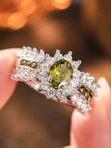 1 PC Gorgeous Cubic Zirconia Solitaire Statement Ring For Women For Wedding Engagement Anniversary Party Bridal Engagement Jewelry Valentine's Day Gift