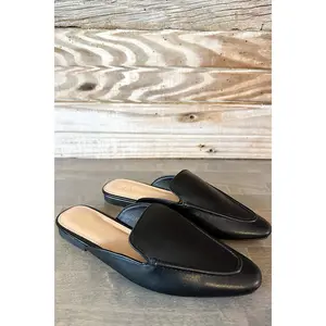 Maya Mule Slide Loafers in Black