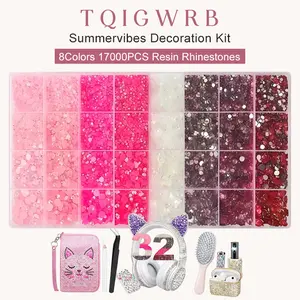 17000Pcs Resin Rhinestones for Crafting with Gifted Tools, 1 Box Flatback Crystals Diamond (Multi-Colored) for Bedazzling Crafts DIY Nail Art  for Clothing Shoes Tumblers