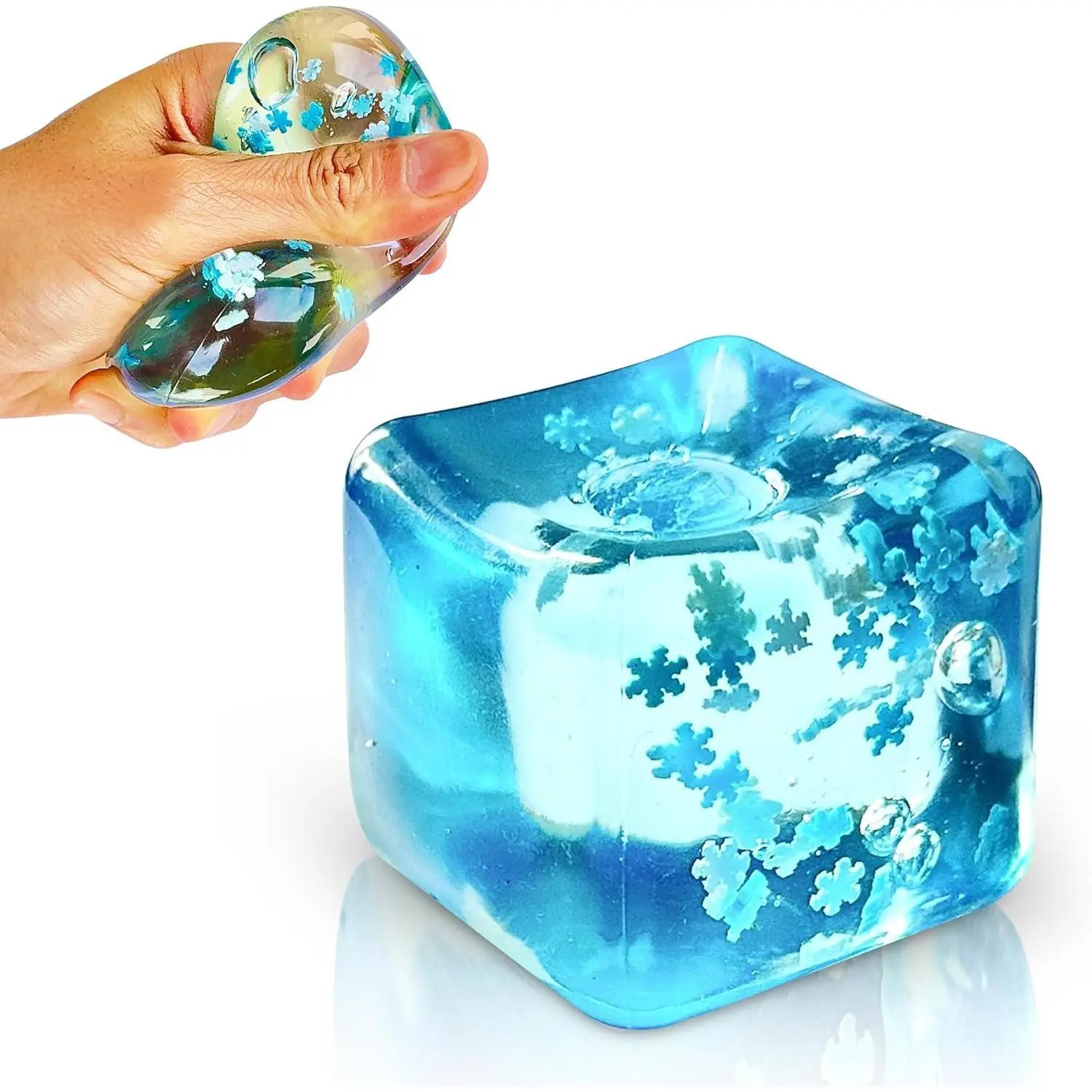 Snowflake Ice Cube Squishies, Slow Rise Fidget Stress Ball for Kids & Adults, Calming Sensory Toy for Desk Relaxation and Classroom Prizes