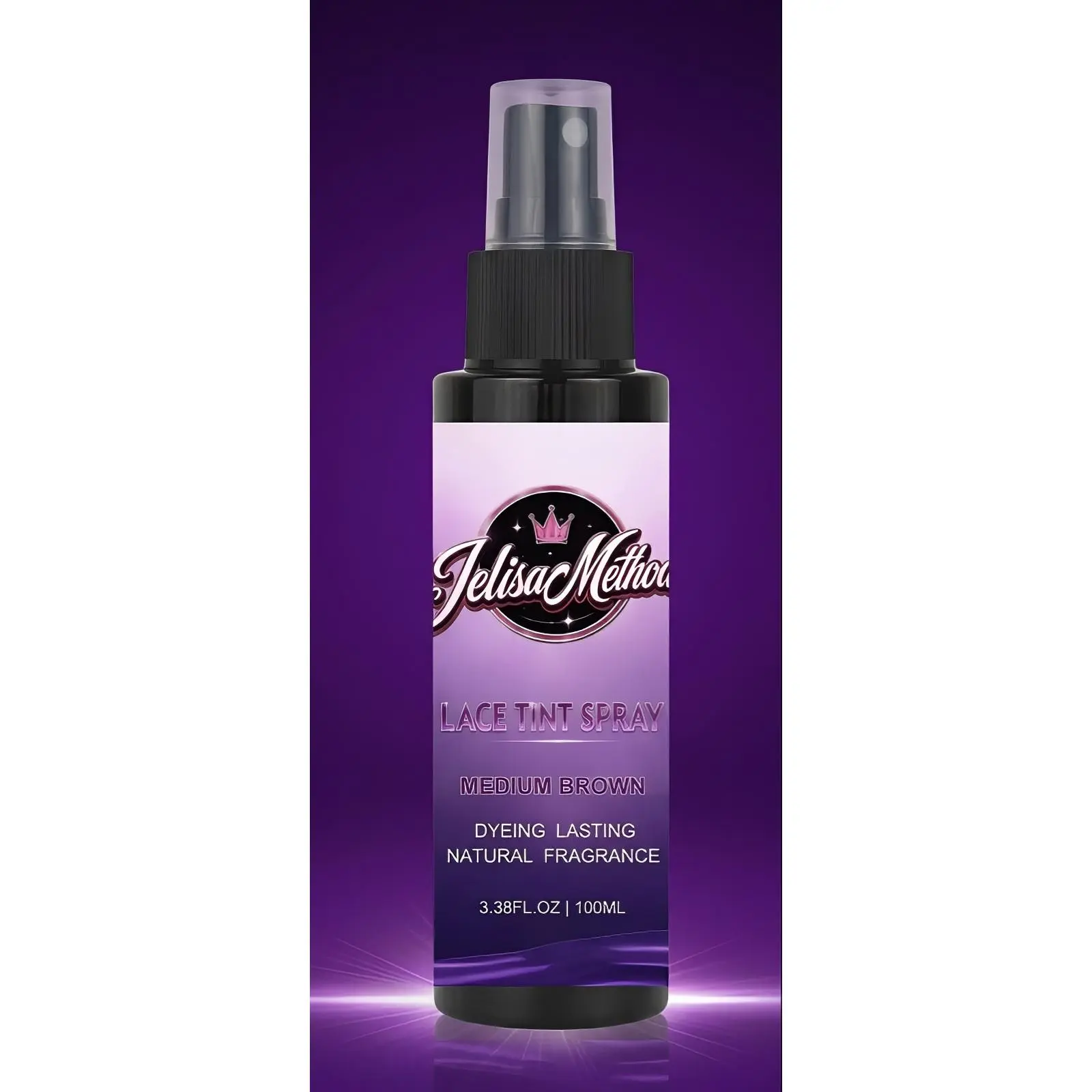 Jelisa’s Medium Brown Lace Tint Spray Semi-Permanent Residue-Free Formula for Natural Scalp Look 100ml