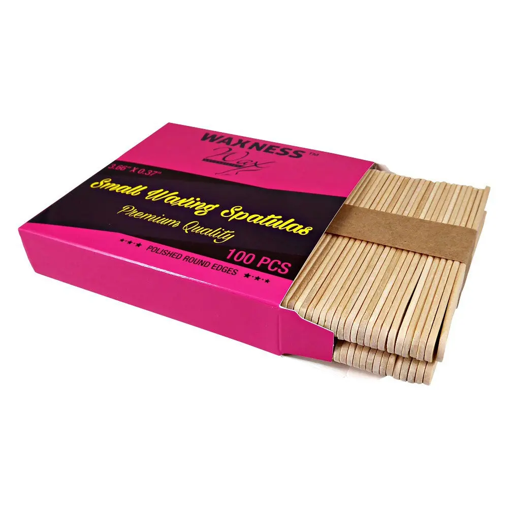 Small Wooden Waxing Spatulas, 100 pcs - Applicators for Precise Body Hair Removal and At-Home Waxing Supplies, Home Waxing Kit