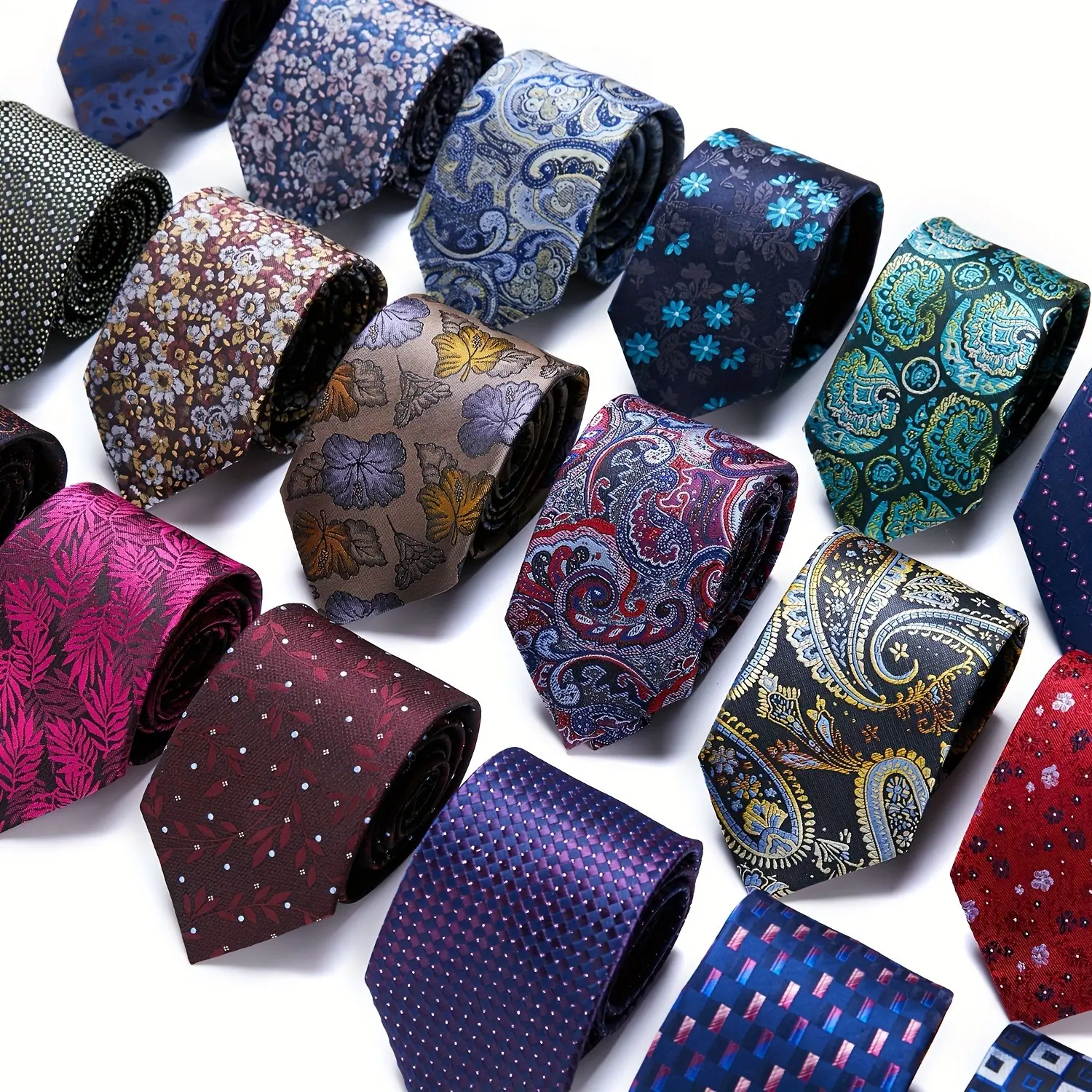 Men Floral Paisley Pattern Necktie, Vintage Woven Formal Tie, Fashion Printed Dress Tie for Back to School, Graduation, Interview, Wedding & Business Suit