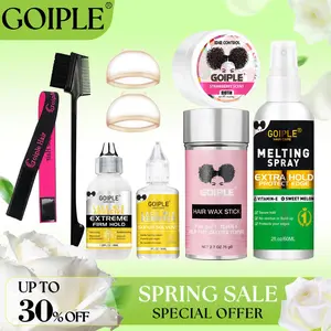 【Spring Glow-Up】9 Count Wig Essentials Kit - Lace Front Wig Glue, Remover, Wig Caps, Elastic Band, Hair Wax Love At First FindStick, Edge Control and Brush Melting Spray Haircare