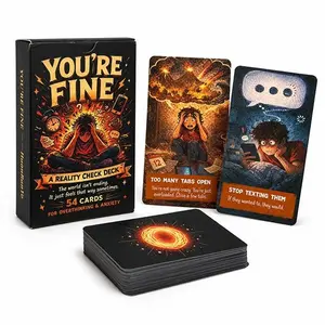 YOU’RE FINE 54-Card Reality Check Deck for Overthinkers – Funny Reminder Cards for Loud Brains, Texting Drama, Work Stress & Daily Reset