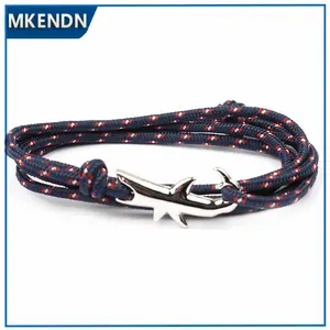 Navy style Adjustable Multilayer Rope Shark Anchor Bracelet Men Women 550 Paracord Camping Jewelry Wrap Metal Hooks