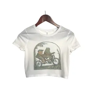 Frog and Toad Vintage Retro Faded Distressed Crop Top, Short Sleeve Crop Top, Crop Top for Women, Boho Hippie Clothing, 90s Fashion