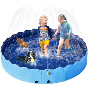 【Sprinkler Included】Yaheetech Foldable Dog Bath Pool Cooling Portable Bathing Tub for Indoor/Outdoor Use PVC Collapsible Wash Tub for Pet Dogs