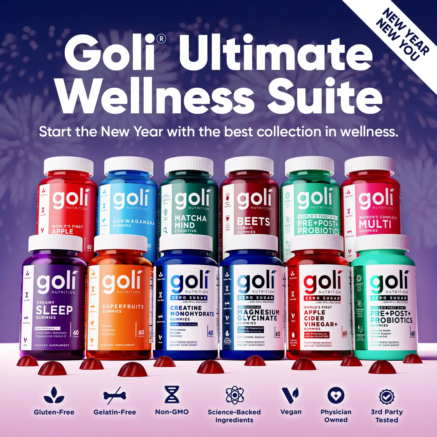 Goli Ultimate Wellness Suite - Vegan, Plant Based, Non-GMO, Gluten & Gelatin Free