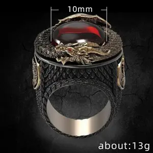 Vintage Dragon Ring for Men, Bold Domineering Dragon Shape Band, Electroplated Fashion Statement Jewelry, Cool Punk Style for Daily Wear, Streetwear & Biker Accessory