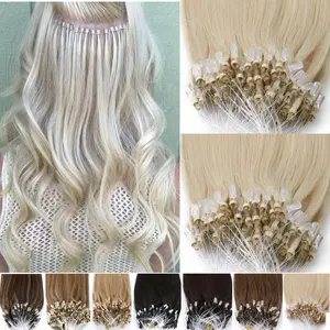 Micro Loop Hair 0.5g/s Microlink Hair Extensions 100% Human Hair Micro Link Extensions 16-24inch Long Natural Straight MicroBead Extensions Tangle-Free for Women 50g/100s