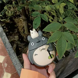 1 piece of Totoro shaped headphone protective case, anti drop and durable silicone headphone case, Apple wireless Bluetooth headphone case, suitable for AirPods 1/2/3/4/pro/pro 2/pro 3 Earbuds, Protection
