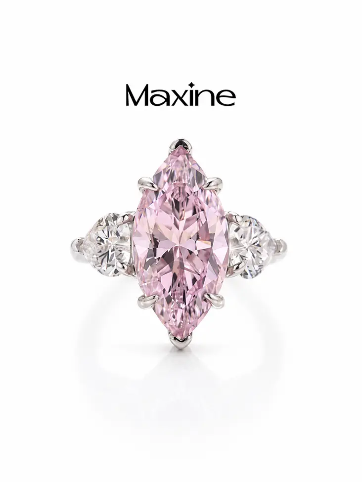 MAXINEJEWELRY 6.0ct Pink Marquise Cut 5A Cubic Zirconia Engagement Ring - CZ Marquise Engagement Rings for Women, Multi-Occasion Use Jewelry for Proposal, Wedding
