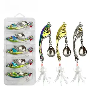 Artificial Fishing Lure, 5 Counts Long Casting Vibrating Metal Colorful Vib Bait with Feather, Fishing Accessories for Outdoor Fishing, Fishing Lures Kit