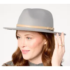 Complliments Felt Hat with Faux Leather Trim