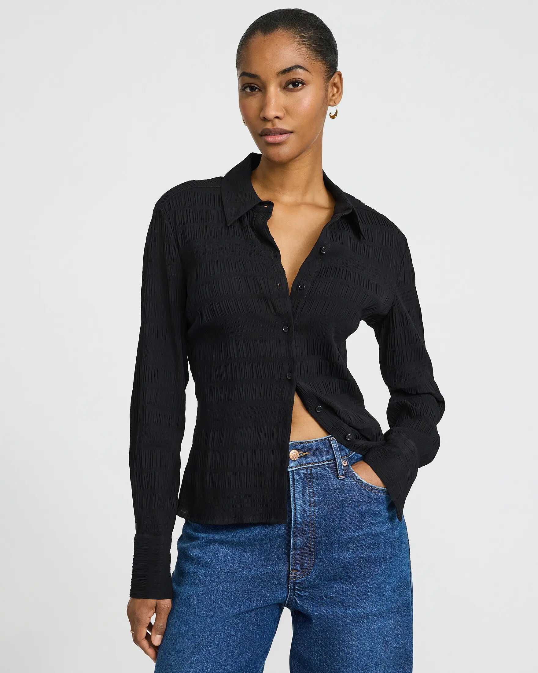 Express Textured Fitted Essential Shirt