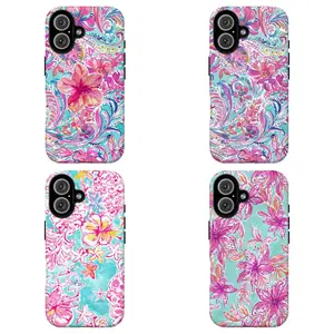 FL-Bright Pink Floral Phone Case,Pink Tropical Flower Phone Case For iPhone 11 12 13 14 15 16 17 Air Pro Max for Samsung S26 S25 S24 S23 S22 S21 Case,Gift for her/him/fans