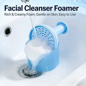 Face Wash Foam Maker, Light Blue Manual Foaming Tool, Easy Operation Bubble Dispenser, Soft Lather for Facial Cleanser, Skincare Accessory for Home and Travel