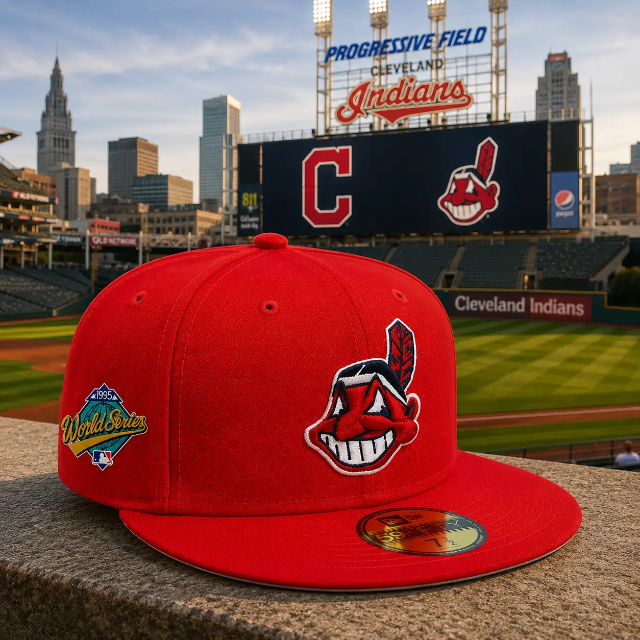 [New 2026] Cleveland Indians 59FIFTY Embroidered Flat-Edge Baseball Era Collectible Hat