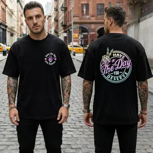Women's Oversized Short-Sleeve Round Neck Solid Streetwear T-Shirt - Funny Retro Skeleton Graphic, Inspirational "Have The Day You Deserve" Tee, Soft Smooth Seamless Fabric Top