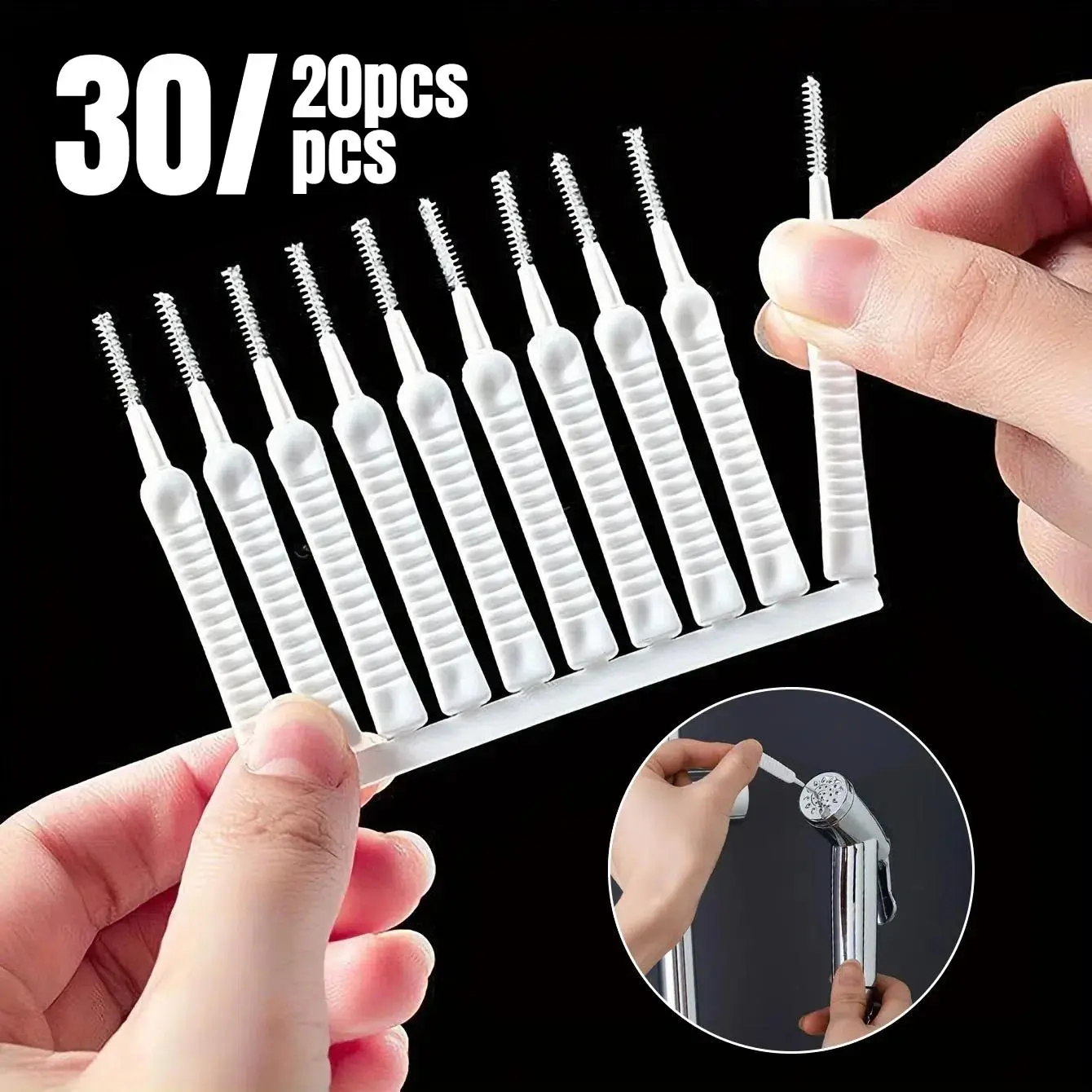 Shower Head Cleaning Brush, 20/30pcs Shower Head Anti Clogging Cleaning Brush, Bathroom Cleaning Tool for Shower Head, Sink, Faucet, Shower Cleaning Brush Set