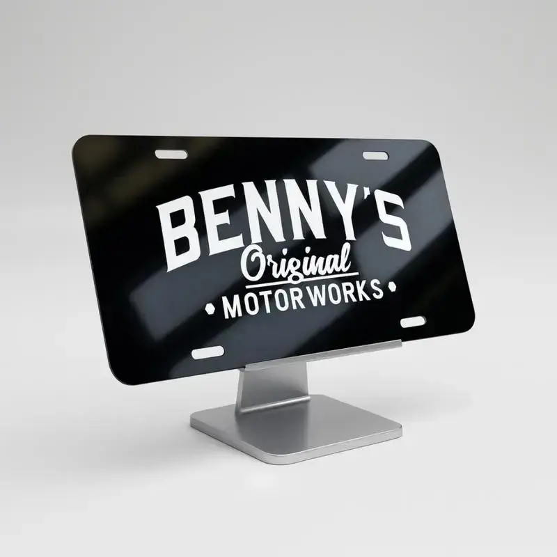 Benny's Original Motorworks Logo Aluminum Automotive License Plate, 12"x6" Car Exterior Accessory, Trucks Auto Parts Accessories, Home Decor Plaque