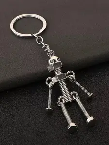 1pc Vintage Mechanical Screw Robot Keychain Creative Movable Joint Robot Car Key Holder for Men Backpack Bags Wallet Pendant Movable Screw Robot Pendant Lightweight Keychain