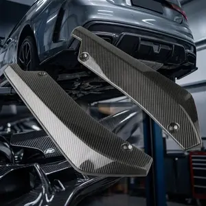 Carbon Fiber Front Lip & Rear Wing 2-Piece Set, Quick-Release Air Diffuser, Side Skirt Protector & Flow Strips, Multi-Model Fit Exterior Upgrade Kit, DIY Car Styling Accessories