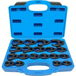 [19pcs Crowfoot Flare Nut Wrench] 19pcs Crowfoot Flare Nut Wrench Set - Steel Construction, Open End Head Style, Metric 8-32mm for 3/8 & 1/2 Inch Drive Ratchets